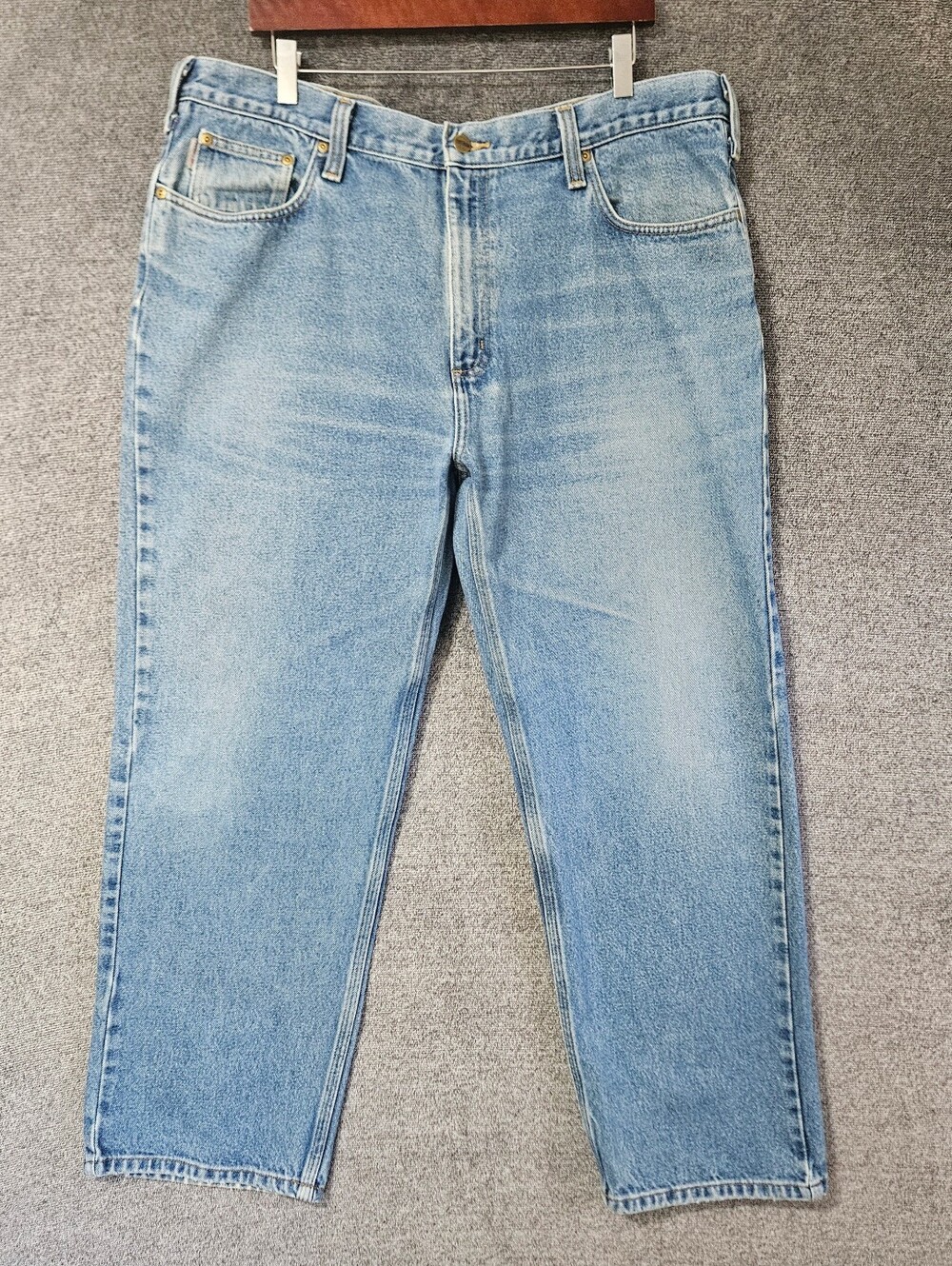 CARHARTT Relaxed Fit Tapered Leg workwear Light wash blue Size 42×30 jeans.
